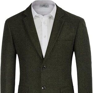 PJ Men's Wool Blend Blazer Houndstooth Suit Blazer Notch Lapel 2 Button Size 2XL